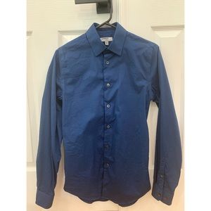 Express Men’s 1MX Navy Dress Shirt, XS